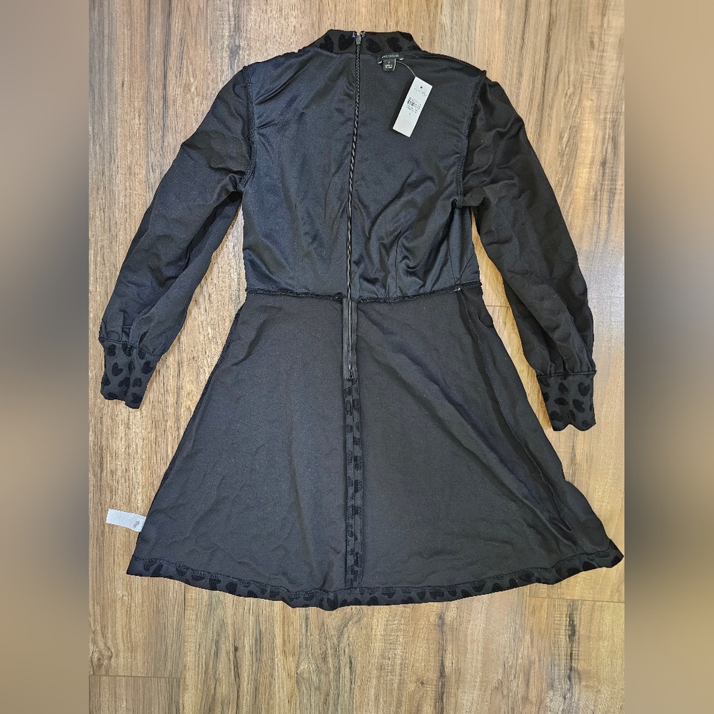 New Ann Taylor Heart Velvet Mock Neck Flare Dress - Picture 9 of 14